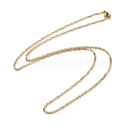 304 Stainless Steel Singapore Chain Necklaces, Water Wave Chain Necklaces, with Lobster Claw Clasps, Golden, 23.03 inch(58.5cm)(NJEW-JN02662-04)