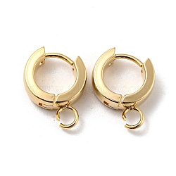 201 Stainless Steel Huggie Hoop Earrings Findings, with Vertical Loop, with 316 Surgical Stainless Steel Earring Pins, Ring, Real 24K Gold Plated, 11x4mm, Hole: 2.7mm, Pin: 1mm(STAS-A167-01R-G)