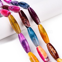 Natural Agate Dyed Beads Strands, Rice, Mixed Color, 39.5~41x11~15mm, Hole: 3mm, about 10pcs/strand, 15.35~16''(39~40cm)(G-T138-230J)