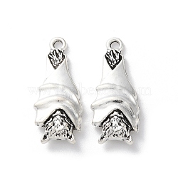 Tibetan Style Alloy Pendants, Halloween Bat, Antique Silver, 27.5x12x4mm, Hole: 1.8mm(X-TIBE-B002-02AS)