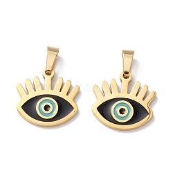 Ion Plating(IP) 304 Stainless Steel Enamel Pendants, Eye, Golden, 15x15.5x1.5mm, Hole: 5x2.5mm(STAS-A056-15G)