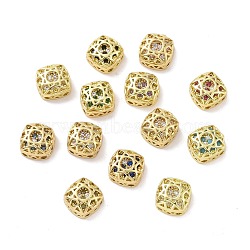 Eco-friendly Brass Cubic Zirconia Multi-Strand Links, Cadmium Free & Lead Free, Square, Golden, Mixed Color, 8x8x5mm, Hole: 1.2mm(KK-D076-06A-G)