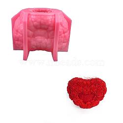 Valentine's Day 3D Embossed Rose Love Heart Candle Molds, Scented Candle Making Molds, Silicone Molds for DIY Aromatherapy Candles Wedding Dating Table Ornament, Pearl Pink, 9x12x8.4cm, Inner Diameter: 4.9cm(SIMO-H015-04)