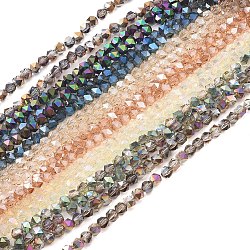 Electroplate Glass Beads Strands, Faceted, Round, Mixed Color, 6x6x5mm, Hole: 1.2mm , about 100pcs/strand, 19.3 inch(49cm)(EGLA-L018-B)