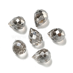 Electroplate Glass Beads, Faceted, Full Rainbow Plated, Teardrop, Gray, 9.5x8mm, Hole: 1.2mm(EGLA-A041-02-FR06)