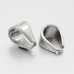 Tarnish Resistant 304 Stainless Steel Snap on Bails, for Pendants, Stainless Steel Color, 11x7mm, Pin: 1mm(STAS-N060-06)