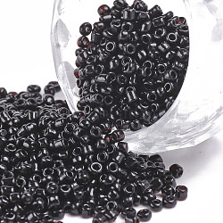 Glass Seed Beads, Opaque Colours Seed, Small Craft Beads for DIY Jewelry Making, Round, Black, Size: about 2mm in diameter, hole:1mm, about 6666pcs/100g(X1-SEED-A010-2mm-49)