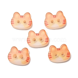 2-Hole Resin Buttons, Cat, Orange, 12x10x2.5mm, Hole: 1.2mm(RE-CBA1807-03B)