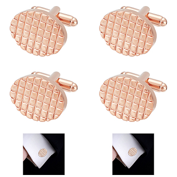 WADORN 2 Pairs Brass Cufflinks for Men, Oval, Rose Gold, 30x20x16mm