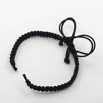 Braided Nylon Cord for DIY Bracelet Making, Black, 145~155x5x2mm, Hole: 2~4mm
