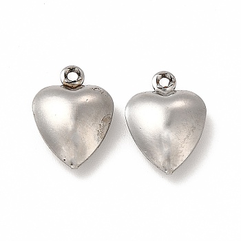 304 Stainless Steel Charms, Heart Charm, Stainless Steel Color, 12.5x9x4mm, Hole: 1mm