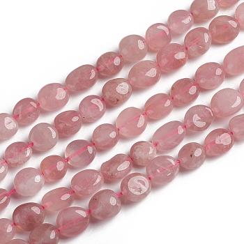 Natural Rose Quartz Beads Strands, Tumbled Stone, Nuggets, 10~15x7.5~11.5x7.5~12.5mm, Hole: 1mm, about 36pcs/Strand, 15.67 inch(39.8 cm)