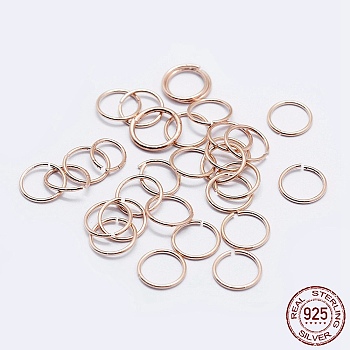 925 Sterling Silver Open Jump Rings, Round Rings, Rose Gold, 19 Gauge, 7x0.9mm, Inner Diameter: 5mm, about 80pcs/10g