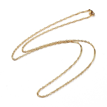 304 Stainless Steel Singapore Chain Necklaces, Water Wave Chain Necklaces, with Lobster Claw Clasps, Golden, 23.03 inch(58.5cm)