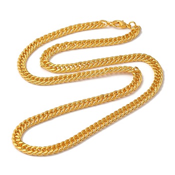 Iron Cuban Link Chain Necklaces for Women Men, Golden, 23.62 inch(60cm), Link: 9x6x1.2mm