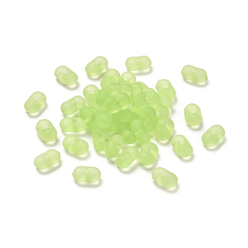 Transparent Acrylic Beads, Frosted, Peanut, Light Green, 6x4x3mm, Hole: 1mm, about 10230pcs/500g