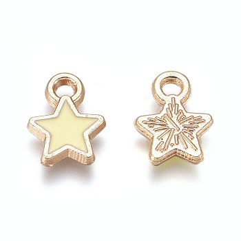 Alloy Enamel Charms, Star, Light Gold, Yellow, 9x6.8x1.4mm, Hole: 1mm