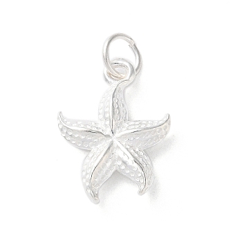 925 Sterling Silver Starfish Pendants, Sea Animal Charms, with Jump Rings, Starfish, 17x12x3.5mm, Hole: 3.7mm
