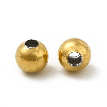 304 Stainless Steel Round Beads, Golden, 4x3.5mm, Hole: 1.5mm
