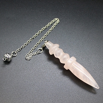 Natural Rose Quartz Dowsing Pendulum Big Pendants, Cone Charm, Reiki Wicca Witchcraft Balancing Pointed Pendant Pendulum, 885mm