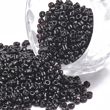 Glass Seed Beads, Opaque Colours Seed, Small Craft Beads for DIY Jewelry Making, Round, Black, Size: about 2mm in diameter, hole:1mm, about 6666pcs/100g