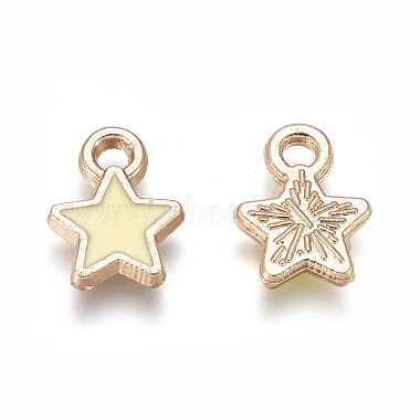 Light Gold Yellow Star Alloy+Enamel Charms