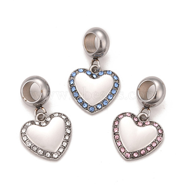 Heart 304 Stainless Steel Dangle Charms