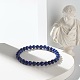 Natural Lapis Lazuli(Dyed) & Lava Rock Round Beads Stretch Bracelets Set(BJEW-JB06982-03)-8