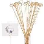 Iron Floral Picks, Heart Tip Memo Photo Holders, for Floral Arrangement Bouquet Wedding Decoration , Golden, 299x17x2.5mm, 20pcs/bag(OFST-WH0002-36G)