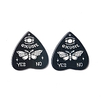 Halloween Printed  Acrylic Planchette Pendants, Heart with Moth and Word Yes & No, Heart, 42.5x40.5x2.4mm, Hole: 1.8mm(SACR-G030-06A)