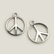 Tibetan Style Alloy Pendants, Peace Sign, Antique Silver, Lead Free and Cadmium Free, 24x2mm, Hole: 2mm(LF1847Y)