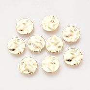 Brass Charms, Wavy Spacers, Nickel Free, Real 18K Gold Plated, Flat Round, Golden, 10x1mm, Hole: 1mm(KK-Q735-17G)