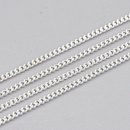 Iron Curb Chains, with Spool, Soldered, Silver Color Plated, 1.6x1.2x0.3mm, about 100yard/roll(CH-S131-01S)