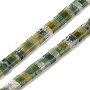 Natural Moss Agate Beads Strands, 2-Hole, Rectangle, 2.5~3x5x2.5mm, Hole: 0.8mm, about 138~140pcs/strand, 15.28''~15.31''(38.8~38.9cm)(G-Z045-A14-01)