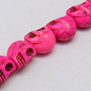 Synthetic Turquoise Beads Strands, Dyed, Skull, Deep Pink, 12x10x11mm, Hole: 1mm, about 506pcs/1000g(TURQ-G113-10x12mm-08)