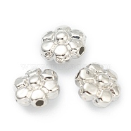 Alloy Beads, Cadmium Free & Lead Free, Flower, Real Platinum Plated, 6.5x6.5x4mm, Hole: 1mm(PALLOY-O103-04P)