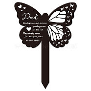 Acrylic Garden Stake, Ground Insert Decor, for Yard, Lawn, Garden Decoration, Butterfly with Memorial Words, Butterfly, 205x145mm(AJEW-WH0364-005)