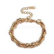 304 Stainless Steel Rope Chain Bracelet for Men Women, Golden, 6-1/2 inch(16.5cm)(BJEW-P284-09G)