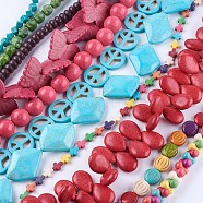 Synthetic Turquoise Beads Strands, Dyed, Mixed Shape, Mixed Color, 6~30x6~40x3~17.5mm, Hole: 1~2.5mm, about 10~70pcs/strand, 15 inch~16.1 inch(38~41cm)(G-P347-15)