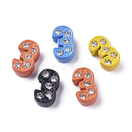 Alloy Rhinestone Slide Charms, Spray Painted, for Personalized Jewelry Bracelet, Mixed Color, Num.3, 12x7x4.5mm, Hole: 8x1.5mm(PALLOY-WH0070-23C)