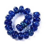 Italian Handmade Lampwork Beads Strands, Rondelle, Blue, 11.5~12.5x7mm, Hole: 2.5mm, about 20pcs/strand, 5.51~6''(14~15cm)(LAMP-T021-15B)