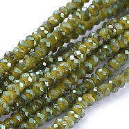 Electroplate Glass Beads Strands, Full Rainbow Plated, Faceted, Rondelle, Yellow Green, 2.5x1mm, Hole: 0.5mm, about 185~190pcs/strand, 13 inch(33cm)(GLAA-F079-FR09)