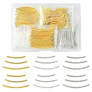 300Pcs 9 Styles Brass Tube Beads, Curved Tube, Mixed Color, 25~35x2mm, Hole: 1mm(KK-YW0002-10)
