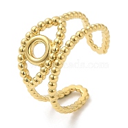 304 Stainless Steel Hollow Evil Eye Open Cuff Ring for Women, Real 14K Gold Plated, Inner Diameter: 19mm(RJEW-I098-09G)
