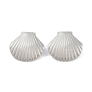 304 Stainless Steel Stud Earrings for Women, Shell Shape, Stainless Steel Color, 29x32.5mm(EJEW-Z047-03P)