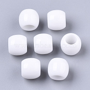 Acrylic European Beads, Large Hole Beads, Barrel, White, 9x8mm, Hole: 5mm(X-MACR-Q230-03A)