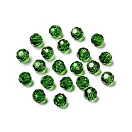 Imitation Austrian Crystal Beads, Grade AAA, Faceted(32 Facets), Round, Green, 6mm, Hole: 0.7~0.9mm(SWAR-F021-6mm-218)