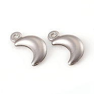 316 Surgical Stainless Steel Pendants, Moon, Stainless Steel Color, 16x8x3mm, Hole: 1.5mm(STAS-G229-34P)