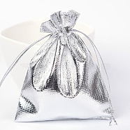 Rectangle Organza Bags, Drawstring Pouches Bags, Party Wedding Cookies Candy Jewelry Bags, Silver, 12x10cm(X-OP-R018-12x10cm-01)