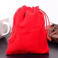 Rectangle Velvet Pouches, Gift Bags, Red, 15x12cm(TP-R022-12x15-04)